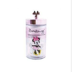 NWT The Crème Shop x Minnie Mouse tall glass jar with cotton rounds.